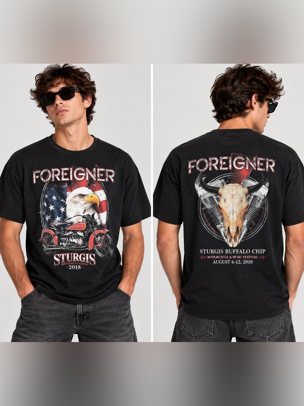 Foreigner Sturgis Buffalo Chip 2018 Concert Graphic Tee Black XL